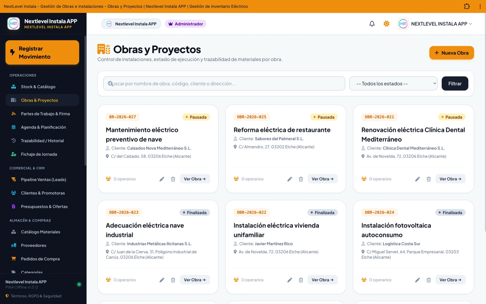 Gestión de obras y proyectos