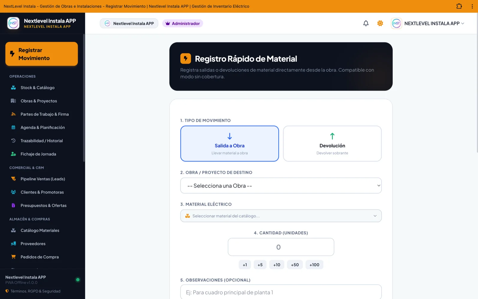 Registro rápido de material con escáner